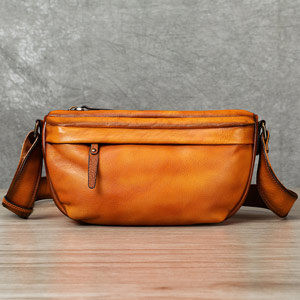 新款復古擦色斜背包 頭層牛皮男士斜挎單肩包 真皮斜挎包植鞣皮側背包IPAD包包男包推薦