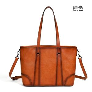 復古擦色手提包 女式新款植鞣皮高級感托特包 頭層牛皮斜背包購物手袋子母包 大容量單肩腋下包推薦