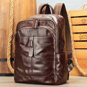 油皮後背包 頭層牛皮電腦背包 男士真皮雙肩背包 新款大容量學生書包旅行背包推薦
