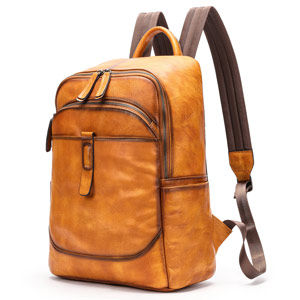 植鞣皮男士後背包 頭層牛皮電腦背包 大容量真皮雙肩背包 新款樹膏皮擦色大學生書包旅行背包推薦