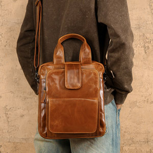 新款真皮斜挎包 多功能休閒手提包 通勤豎款手袋 復古斜背包大容量男士包包推薦