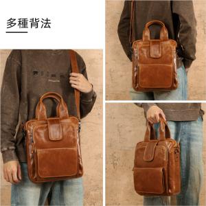 新款真皮斜挎包 多功能休閒手提包 通勤豎款手袋 復古斜背包大容量男士包包推薦