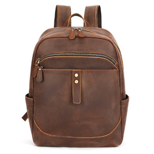 頭層牛皮商務雙肩包 瘋馬皮後背包大學生書包 15吋電腦背包潮包 高級感時尚簡約真皮旅行包推薦