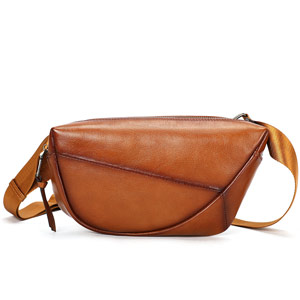 復古擦色胸包 真皮腰包 男士胸前包 休閒簡約頭層牛皮馬鞍包 大容量斜挎包潮包推薦