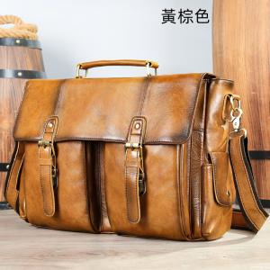 復古商務公事包 頭層牛皮手提包 商務出行手袋公文包 高檔男士辦公電腦包斜背包真皮包包推薦