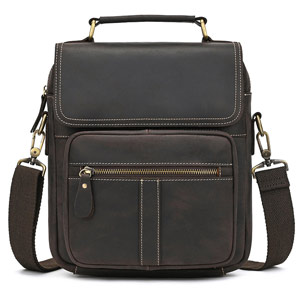 瘋馬皮斜背包 頭層牛皮手提包 商務公事包手袋側背包斜跨包 休閑背包新款真皮包包推薦