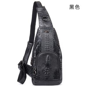 鱷魚紋斜跨胸包 頭層牛皮街頭潮流斜背包 男士手機包斜跨肩背包 真皮單肩包推薦