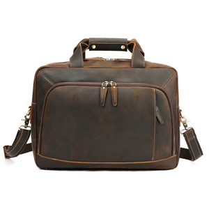 真皮大容量17吋筆電包 商務公文包 高級手工瘋馬皮手提包公事包 簡約電腦文件包男推薦