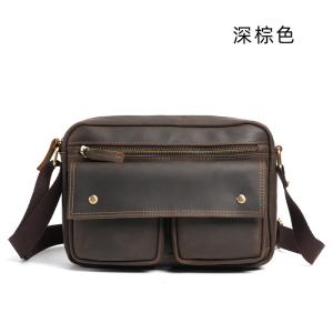 復古瘋馬皮單肩包 ipad包包大容量頭層牛皮斜挎包 加寬減壓肩帶時尚通勤休閒包斜背包推薦