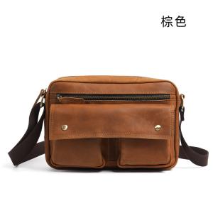 復古瘋馬皮單肩包 ipad包包大容量頭層牛皮斜挎包 加寬減壓肩帶時尚通勤休閒包斜背包推薦