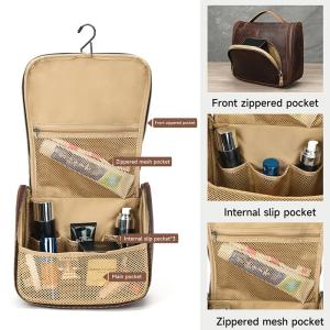 頭層牛皮復古洗漱包 男女通用真皮化妝包 瘋馬皮化妝品收納袋手包 旅行洗漱手提袋推薦