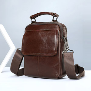 新款真皮男士單肩包斜背包 商務時尚頭層牛皮斜挎包ipad包包 簡約真皮手提包側背包推薦