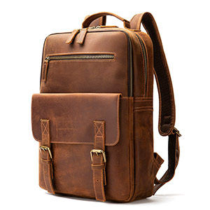 瘋馬皮歐美熱銷後背包 復古男雙肩背包 大容量電腦雙肩包 戶外旅行包出行男士真皮包包推薦