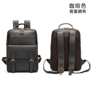 瘋馬皮歐美熱銷後背包 復古男雙肩背包 大容量電腦雙肩包 戶外旅行包出行男士真皮包包推薦