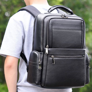 韓版3D透氣立體後背包 男士休閒旅行包 高級感真皮雙肩包 商務16吋電腦包頭層牛皮男背包推薦