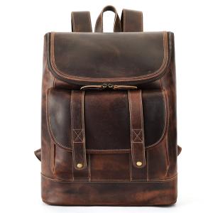 歐美大容量旅行雙肩包 瘋馬皮後背包 真皮男包 復古頭層牛皮學生書包筆電背包推薦