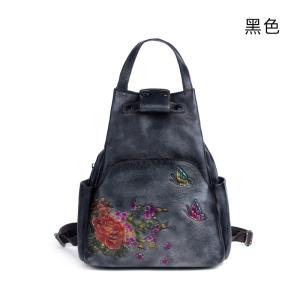 新款復古擦色頭層牛皮後背包 真皮女包 大容量雙肩包 創意壓花旅行背包 女式書包推薦