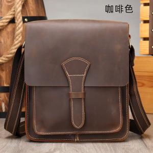 瘋馬皮男包斜背包 頭層牛皮男士真皮單肩包 男款復古ipad包包斜挎包 大容量單肩挎包推薦