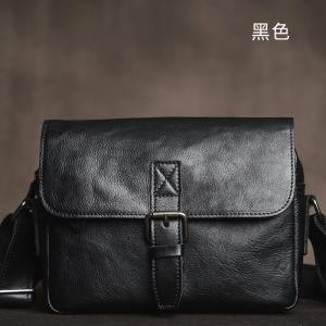 手工男士包包 瘋馬皮單肩包斜挎包 真皮休閒郵差包ipad包包 頭層牛皮男包斜背包推薦