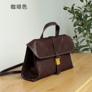 頭層牛皮郵差包 植鞣皮斜背包 熱銷真皮女士包包 小眾單肩斜挎包 大容量通勤手提包推薦