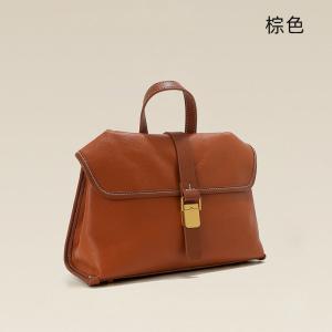 頭層牛皮郵差包 植鞣皮斜背包 熱銷真皮女士包包 小眾單肩斜挎包 大容量通勤手提包推薦