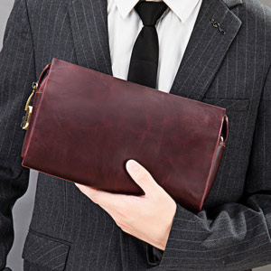 新款密碼鎖扣手拿包 真皮復古男款大容量手機皮夾包 頭層牛皮高端老闆包男士錢夾手包推薦