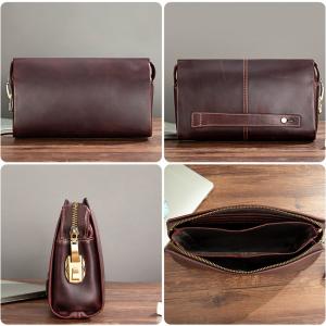 新款密碼鎖扣手拿包 真皮復古男款大容量手機皮夾包 頭層牛皮高端老闆包男士錢夾手包推薦