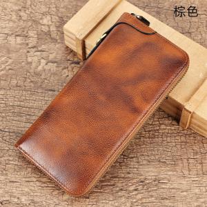 頭層牛皮復古擦色真皮手包錢夾 大容量RFID防盜刷手拿包 長款休閒男女士錢包皮夾推薦