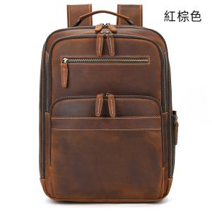 復古頭層瘋馬皮後背包 大容量真皮男士雙肩背包 商務電腦背包 透氣減壓旅行背包推薦