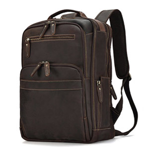 新品瘋馬皮雙肩包 男款大容量15.6吋電腦背包 真皮男包後背包 商務休閒旅行背包推薦