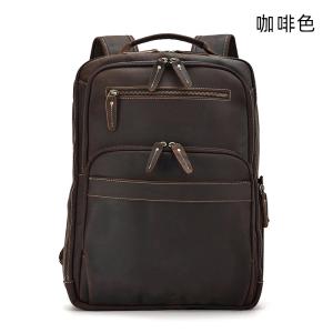 新品瘋馬皮雙肩包 男款大容量15.6吋電腦背包 真皮男包後背包 商務休閒旅行背包推薦