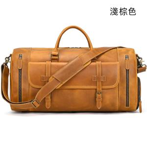 大小號復古瘋馬皮旅行包 男士真皮手提包 休閒健身包 帶鞋位頭層牛皮行李包斜背包推薦