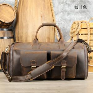 瘋馬皮男士行李包 高級感帶鞋倉旅行包 男大容量手提健身包 頭層牛皮行李箱包斜挎手袋推薦