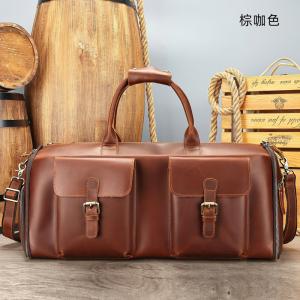 瘋馬皮男士行李包 高級感帶鞋倉旅行包 男大容量手提健身包 頭層牛皮行李箱包斜挎手袋推薦