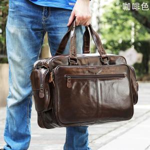 大容量油皮電腦公事包 頭層牛皮手提包 休閒復古真皮男士公文包 商務單肩斜挎包推薦