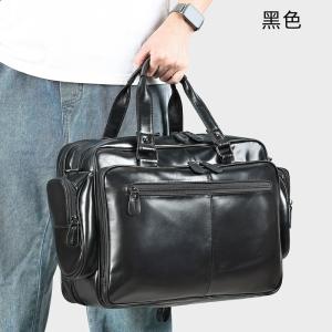 大容量油皮電腦公事包 頭層牛皮手提包 休閒復古真皮男士公文包 商務單肩斜挎包推薦