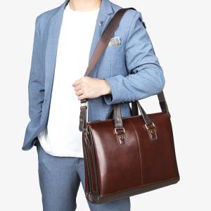 牛皮男包公文包 男士商務通勤手提包 高級感單肩斜挎包 男式公事包商務電腦包潮包