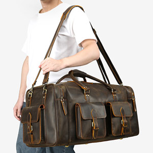 瘋馬皮61cm長行李箱包 復古戶外旅行包 時尚大容量行李手提袋 高檔收納包手袋旅行袋推薦