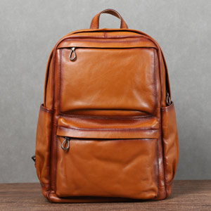植鞣皮擦色後背包 頭層牛皮休閒旅行包 復古電腦背包 大容量真皮男士雙肩包推薦