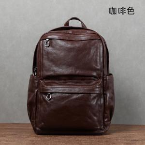 植鞣皮擦色後背包 頭層牛皮休閒旅行包 復古電腦背包 大容量真皮男士雙肩包推薦