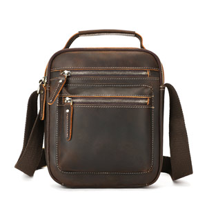 瘋馬皮時尚復古小方包 大容量休閒皮包 男款潮流真皮單肩包ipad包 新款頭層牛皮斜背包推薦