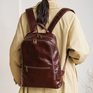 新款大容量軟皮後背包 女生真皮雙肩包 通勤休閒簡約背包 學生書包時尚復古女士包包推薦