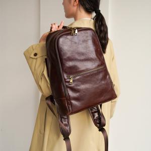 新款大容量軟皮後背包 女生真皮雙肩包 通勤休閒簡約背包 學生書包時尚復古女士包包推薦