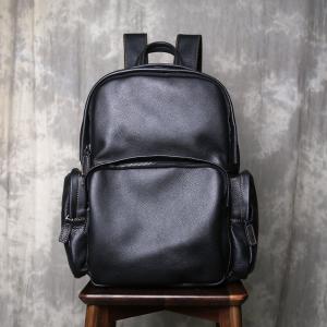 真皮大容量簡約旅遊背包 新款男頭層牛皮軟皮後背包 休閒旅行包雙肩包電腦背包推薦