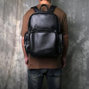 真皮大容量簡約旅遊背包 新款男頭層牛皮軟皮後背包 休閒旅行包雙肩包電腦背包推薦