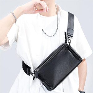 男士單肩包手拿包 時尚潮流百搭真皮男包 休閒簡約胸包 通勤頭層牛皮單肩斜挎包推薦