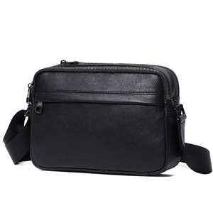 新款多口袋男士斜挎包 韓版單肩斜挎小包包 頭層牛皮小方包 真皮男包肩背包側背包推薦