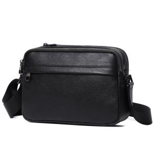 新款多口袋男士斜挎包 韓版單肩斜挎小包包 頭層牛皮小方包 真皮男包肩背包側背包推薦