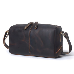 復古新款男士真皮單肩包斜背包 瘋馬皮斜挎包 大容量頭層牛皮真皮男包簡約小方包推薦