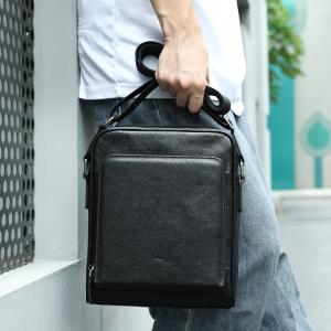 頭層牛皮男士單肩包 大容量豎款簡約斜挎包 男士休閒出行斜背包挎包 潮流包包ipad包推薦